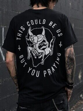 Black Craft Cult Black Graphic T Shirt M Devil Occult Goth Emo Streetwear Cotton
